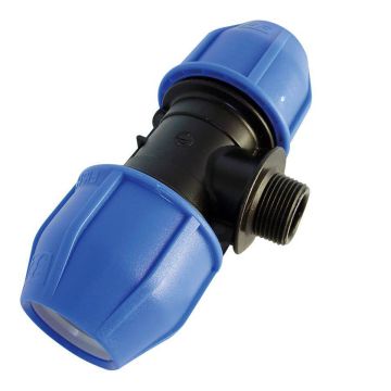 Raccord compression té avec dérivation fileté mâle Ø32 x 26/34