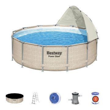 Piscine Hors-Sol Power Steel avec auvent - Ø3,96 x 1,07 m Bestway