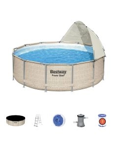 Piscine Hors-Sol Power Steel avec auvent - Ø3,96 x 1,07 m Bestway